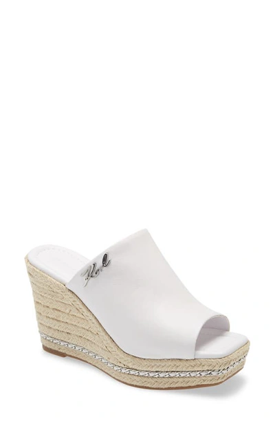 Shop Karl Lagerfeld Espadrille Wedge Sandal In Bright White