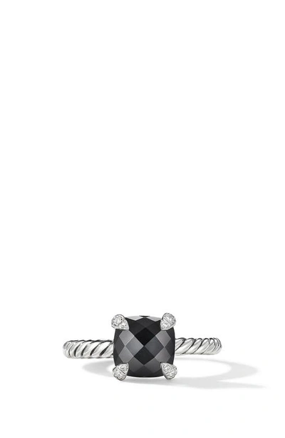 Shop David Yurman Chatelaine Onyx & Diamond Ring In Silver/diamond/onyx