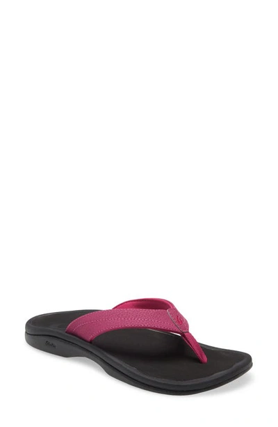 Shop Olukai Ohana Flip Flop In Orchid Flower/ Black