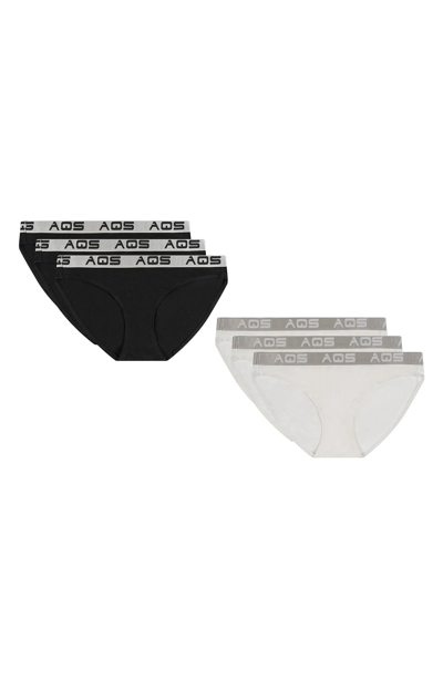 Shop Aqs Signature Bikini Underwear In White/grey/pb/white/grey