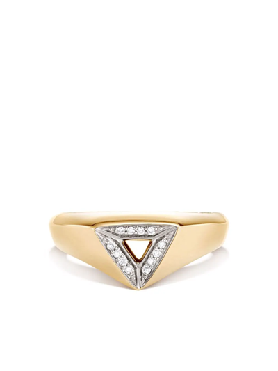 Shop John Hardy 18kt Yellow Gold Classic Chain Tiga Diamond Signet Ring