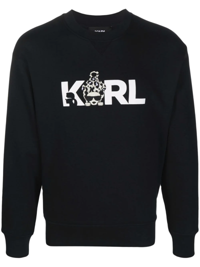 Shop Karl Lagerfeld Ikonik Animal Organic Cotton Sweatshirt In Schwarz