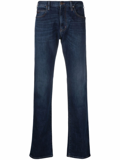Shop Emporio Armani Straight-leg Denim Jeans In Blau