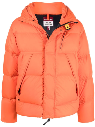 Shop Parajumpers Padded Hooded Down Jacket In Orange