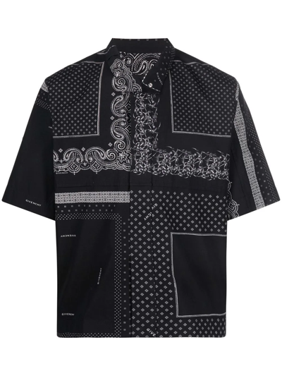 Shop Givenchy Stand-up Collar Zipped Cotton Shirt In Schwarz