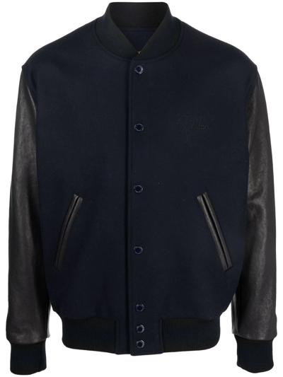 Shop Golden Goose Panelled Varsity Jacket In Blau