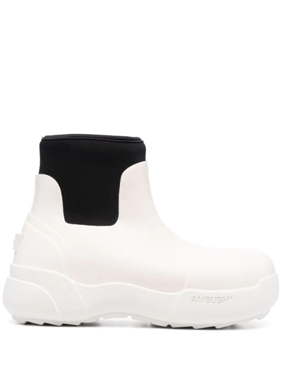 Shop Ambush Embossed Logo Chunky Boots In Weiss