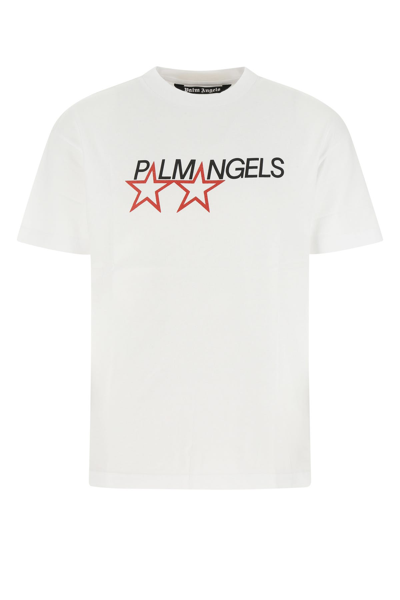 Shop Palm Angels White Cotton T-shirt  White  Uomo S