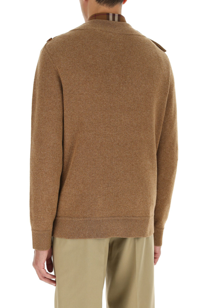 Shop Burberry Biscuit Stretch Wool Blend Sweater  Brown  Uomo M