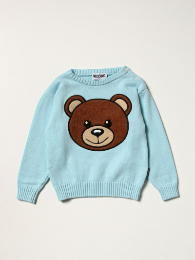 Shop Moschino Baby Sweater In Cotton Blend In Sky
