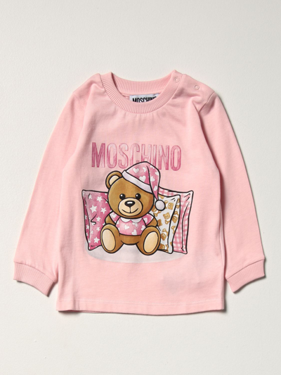 Shop Moschino Baby Tshirt With Teddy Print In Pink
