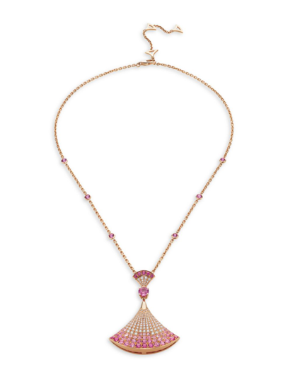 Shop Bvlgari Women's Divas' Dream 18k Rose Gold & Multi-stone Pendant Necklace In Pink Gold