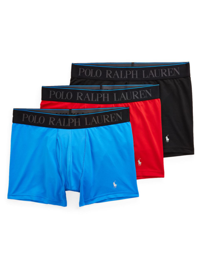 Shop Polo Ralph Lauren Men's 3-pack Boxer Briefs In Blue Red Black