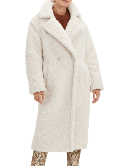 Shop Ugg Women's Gertrude Long Teddy Coat In Winter White