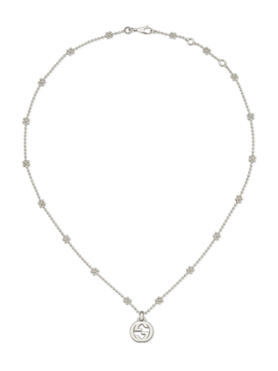 Shop Gucci Women's Sterling Silver Interocking G Logo Pendant Necklace