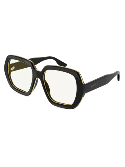 Shop Gucci Men's 54mm Square Eyeglasses In Black