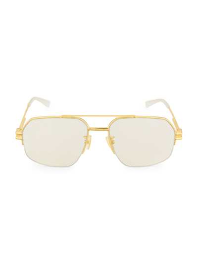 Shop Bottega Veneta Men's 57mm Aviator Optical Glasses In Gold