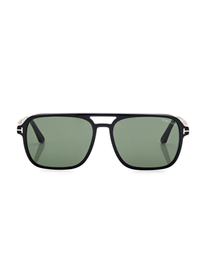 Shop Tom Ford Men's Crosby 59mm Navigator Sunglasses In Shiny Black