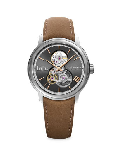 Shop Raymond Weil Maestro & The Beatles Limited Edition Skeleton Watch In Brown