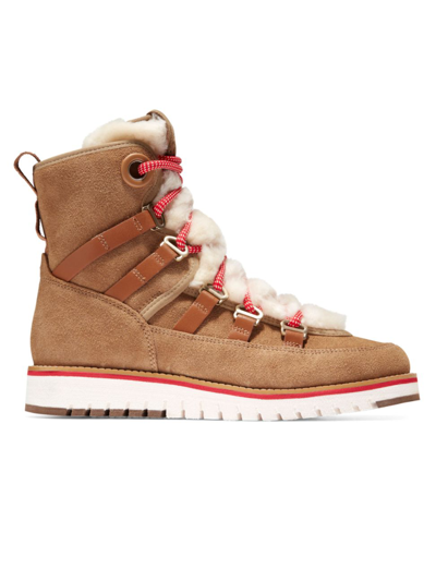 Shop Cole Haan Women's Zerogrand Luxe Hiker Suede Hiking Boots In Whiskey