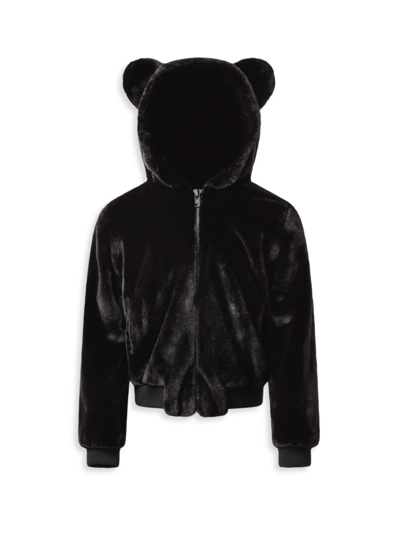 Shop Apparis Little Girl's & Girl's Lily Pluche Faux Fur Jacket In Black
