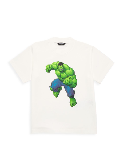 Shop Balenciaga Little Boy's & Boy's The Incredible Hulk T-shirt In Offwhite