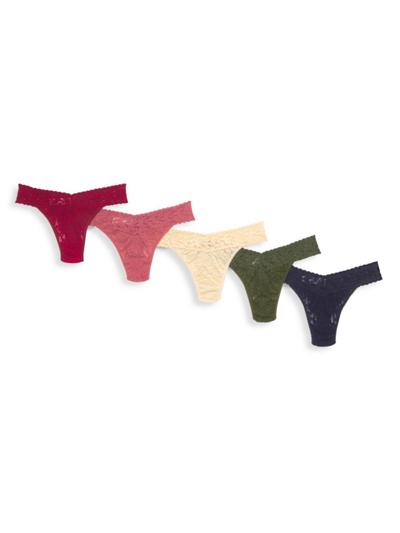 Shop Hanky Panky Original Rise Signature Lace Thong 5-pack In Fall 2021