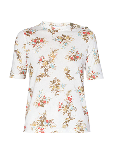 Shop Erdem Floral-print Cotton Jersey T-shirt In Ivory Olive