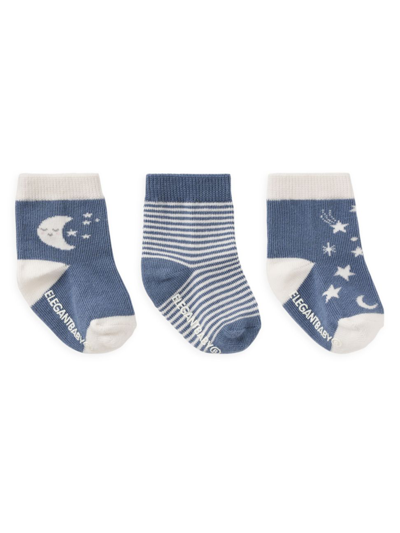 Shop Elegant Baby Baby's Celestial Print 3-pack Assorted Socks In Slate