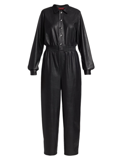Shop N:philanthropy Women's Fausto Faux Leather Jumpsuit In Black