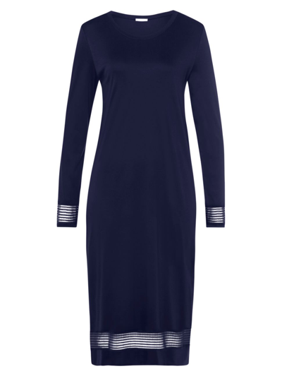 Shop Hanro Women's Ira Long-sleeve Nightgown In Intense Blue