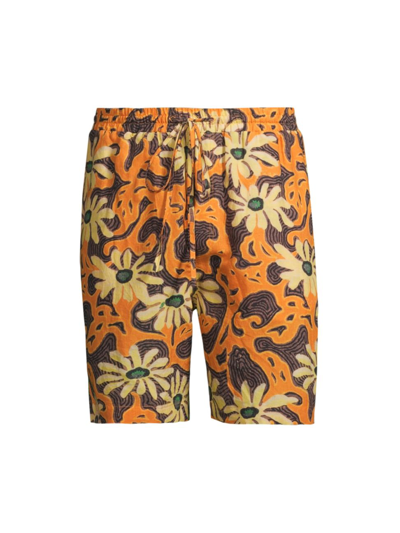 Shop Nanushka Men's Doxxi Floral-print Shorts In Floral Orange