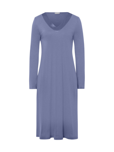 Shop Hanro Women's Jade Long-sleeve Nightgown In Caribbean Blue