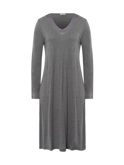 Shop Hanro Women's Jade Long-sleeve Nightgown In Stone Melange