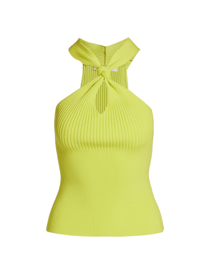 Shop Jonathan Simkhai Women's Andrea Rib-knit Halter Top In Lime