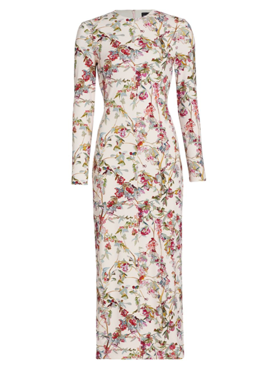 Shop Brandon Maxwell Women's Floral & Leopard Jersey Dress In Pink Floral
