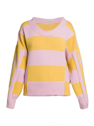 Shop Stella Mccartney Women's Cashmere & Wool Striped Jumper Sweater In Neutral