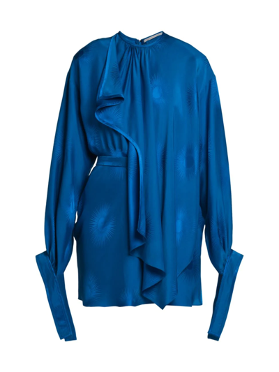 Shop Stella Mccartney Women's Asymmetrical Draped Long-sleeve Dress In Sailor Blue