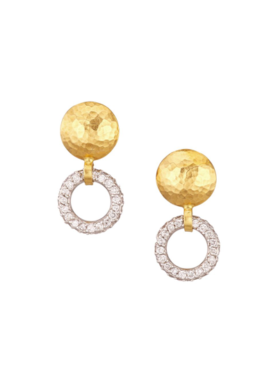 Shop Gurhan Women's Hoopla Two-tone Gold & Diamond Hoop Drop Earrings In Yellow Gold