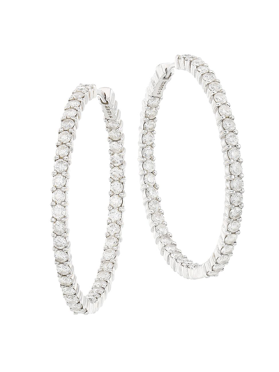 Shop Roberto Coin Women's 18k White Gold & Diamond Inside-out Hoop Earrings