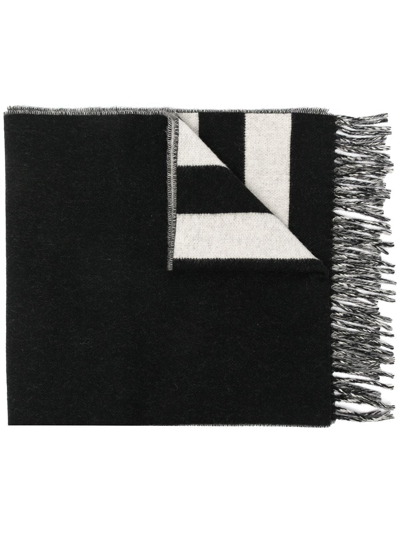 Shop Agnès B. Logo-print Wool-blend Scarf In Black