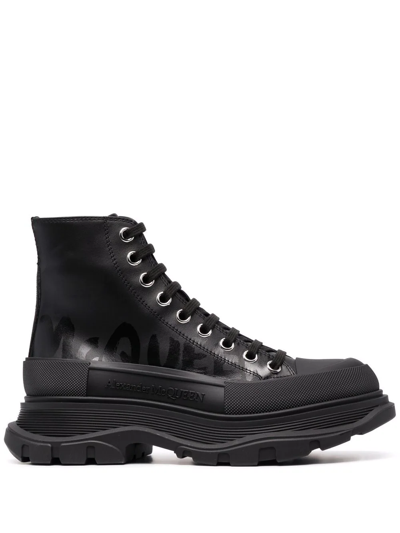 Alexander Mcqueen Canvas Tread Slick Boots In Black | ModeSens