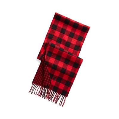 Shop Ralph Lauren Reversible Checked Cotton Scarf In Madison Red