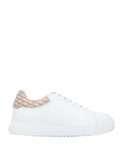 Shop Emporio Armani Woman Sneakers White Size 6 Soft Leather, Textile Fibers
