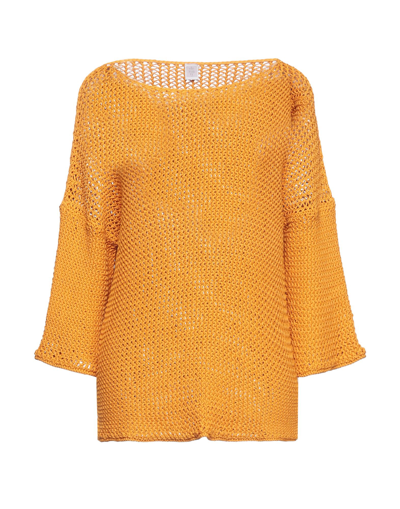 Shop Eleventy Woman Sweater Ocher Size M Cotton, Polyamide In Yellow