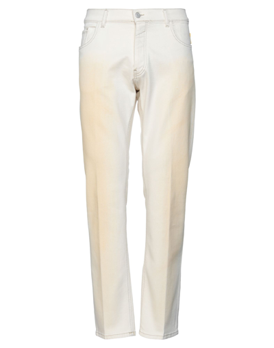 Shop Frankie Morello Man Denim Pants Ivory Size 34 Cotton, Elastane In White