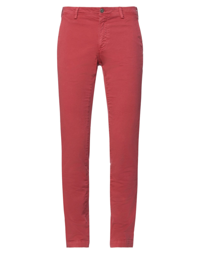 Shop Mason's Man Pants Burgundy Size 30 Cotton, Lycra In Red