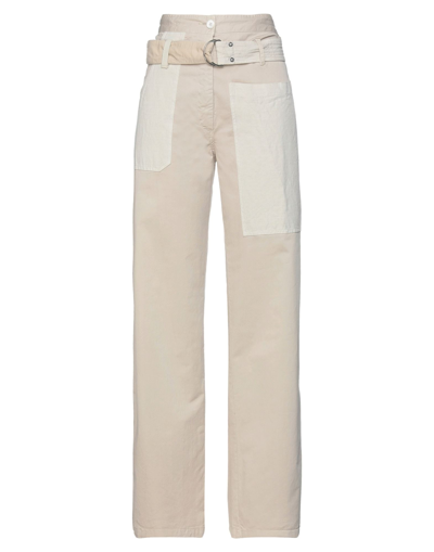 Shop Hache Woman Pants Beige Size 10 Cotton, Elastane, Linen