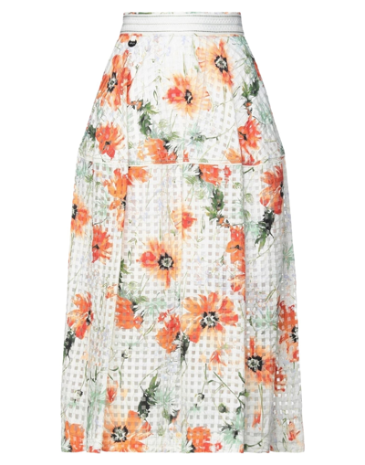 Shop High Woman Midi Skirt White Size 10 Cotton, Silk