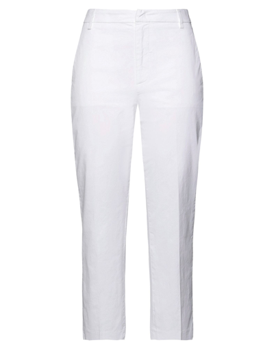 Shop Dondup Woman Pants White Size 29 Linen, Viscose, Elastane
